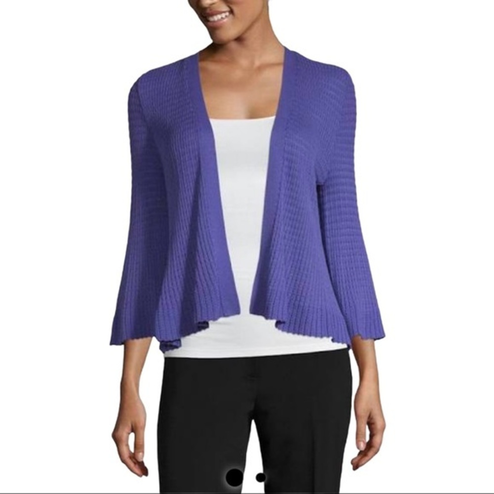 LIZ CLAIBORNE PEPLUM CARDIGAN VIOLET IRIS NWT M